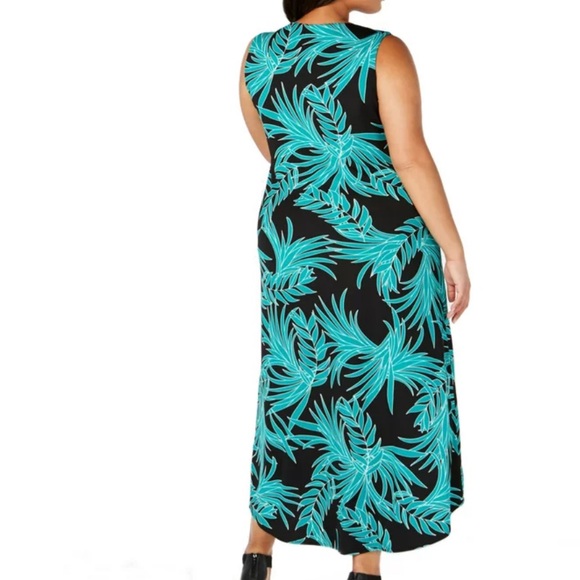 Alfani Printed Palm Hem Maxi Dress Size Large - Picture 4 of 10